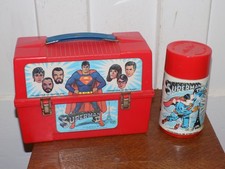 Fiambrera de plástico Superman II vintage 1980 y termo de plástico