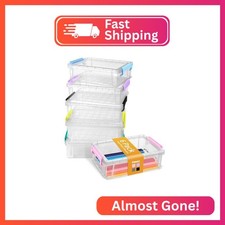 Sooez 6 Pack Extra Large Pencil Box, Plastic Pencil Case Crayon Box