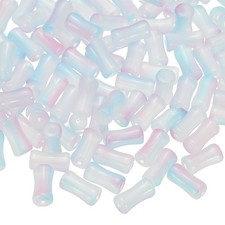 100 Pcs Glass Tube Beads, 6x12mm Bamboo Stick Tube Beads, Blue/Purple