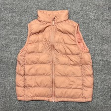 Uniqlo Vest Kids 9-10 Pink Puffer Quilted Full Zip Insulated Lightweight Warm