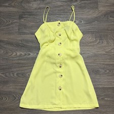 Miken Swim Button Front Swim Cover Mini Dress Medium Tie Festival Yellow NEW