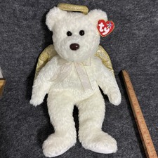 RARE Ty Beanie Buddy Halo II 14" Vtg White Iridescent Gold Halo 2000 Gold Wings
