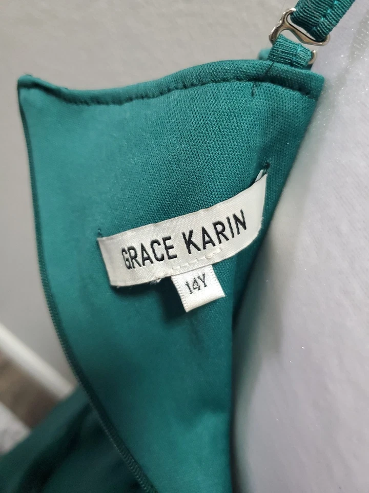 Niñas Jóvenes Fiesta/Vacaciones Vestido Verde Grace Karin Talla 14 Foto 4 de 4