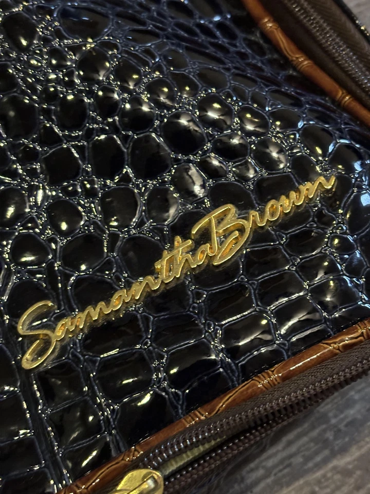 Samantha Brown Croco Organizador de Viaje en Relieve Bolsa de Artículos de Aseo Cosméticos Negro Marrón Foto 2 de 4