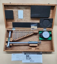 Mitutoyo 511-175 Dial Bore Gauge 100-160MM Metric Wood Case Nice Condition!