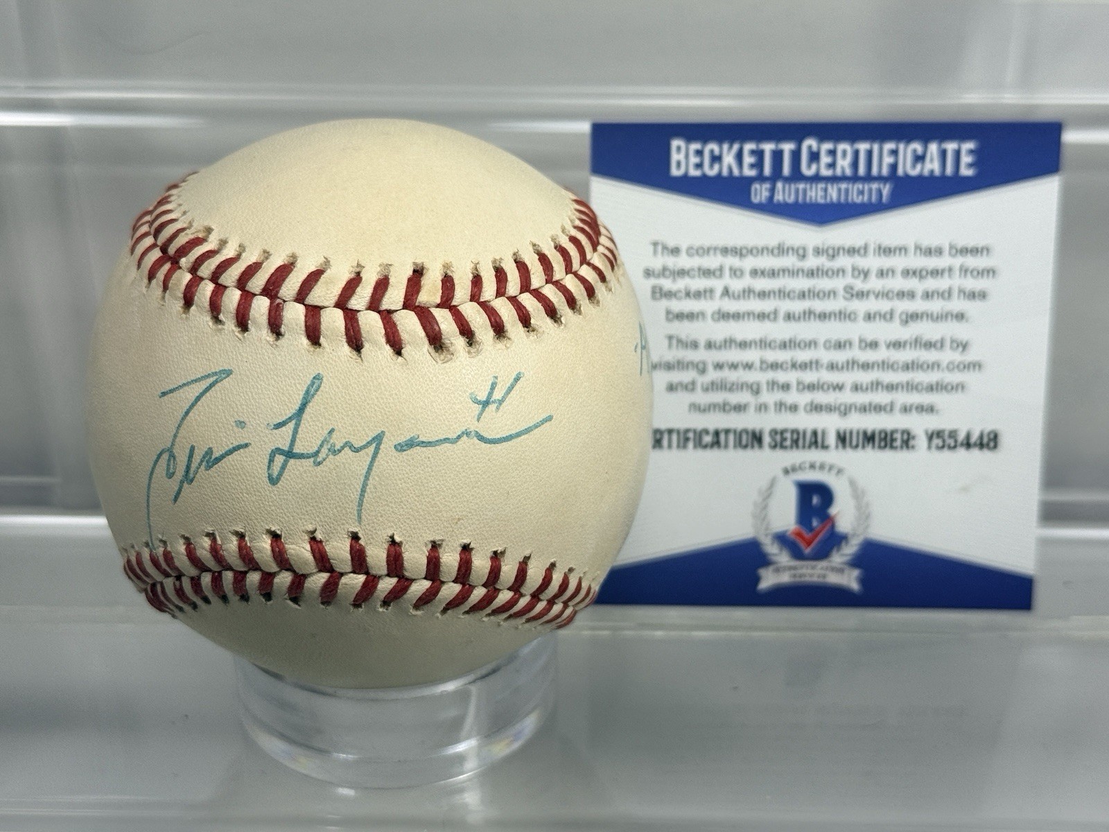 TIM LAYANA Signed Eastern League Baseball ‘89 AA Albany Yankees Beckett RARE!