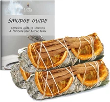 SOUL STICKS 3 Pack White Sage Orange Cinnamon Smudge Sticks for Money... 
