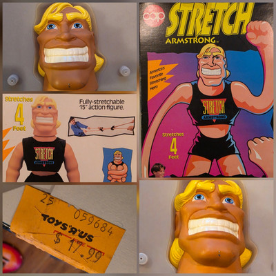 1992 Stretch Armstrong BOX INSERTS HEAD Lot Cap Toys Original Owner Clean Face 