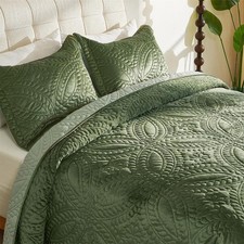 Queen Size Velvet Quilt Set 92"x96",Ultra Soft Lightweight Bedspread Coverlet...