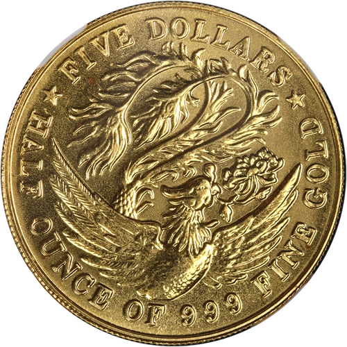 1983 Singapore 1/2 Ounce Gold $5 Phoenix NGC MS69