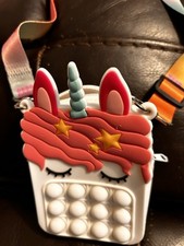 Unicorn Popit Purse 5 In x 3 In Unicorn Shaped Purse With Strap