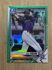 2021 Bowman Chrome Zac Veen Green Refractor /99