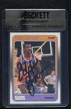 BAS 1988-89 Fleer Eddie Johnson #90 Seal of Authenticity Auto 3c7
