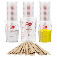 50 PCS 20oz Resin Mixing Cups Graduated Plastic Calibrated 50 Stir Sticks