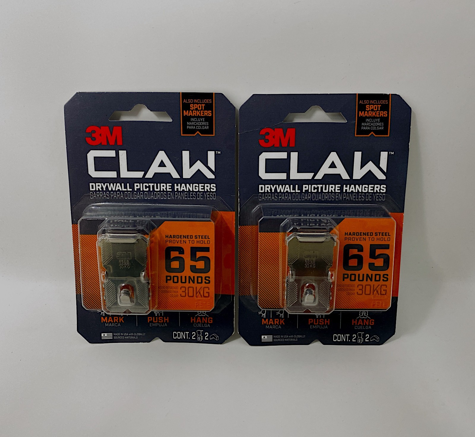 3M Claw Drywall Picture Hangers 65 lb. with Spot Markers 2 Packs
