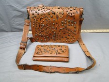 Patricia Nash Studded Link Rosa Square Flap Leather Crossbody Bag  Wallet