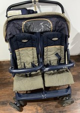 Vintage Graco DuoRider Double Stroller Side by Side Blue and Tan Super RARE HTF