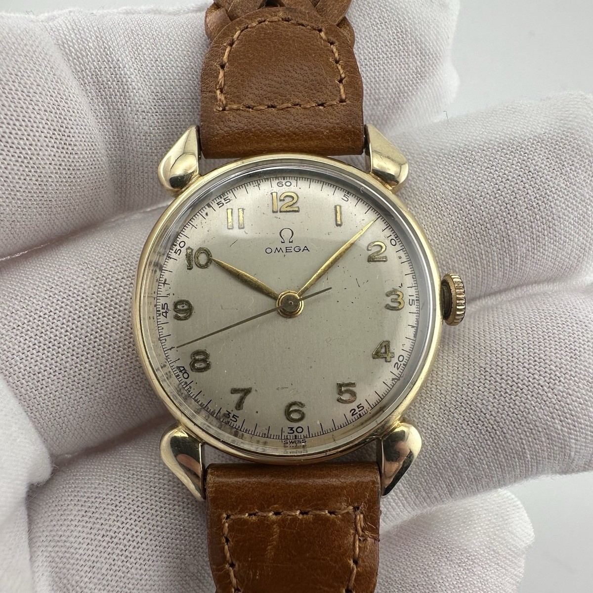 Omega 10k Gold Filled 30mm Case Manual Wind Vintage 1950's Men's