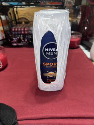 3 NIVEA MEN Sport 16.9 fl. oz. Body Washes, Tangerine + Pepper Scent