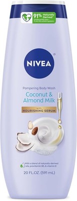 Pampering Coconut and Almond Milk Body Wash with Nourishing Serum, Body Wash for