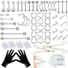 80PCS Nose Piercing Kit: Stainless Steel Body Jewelry with 12G,...