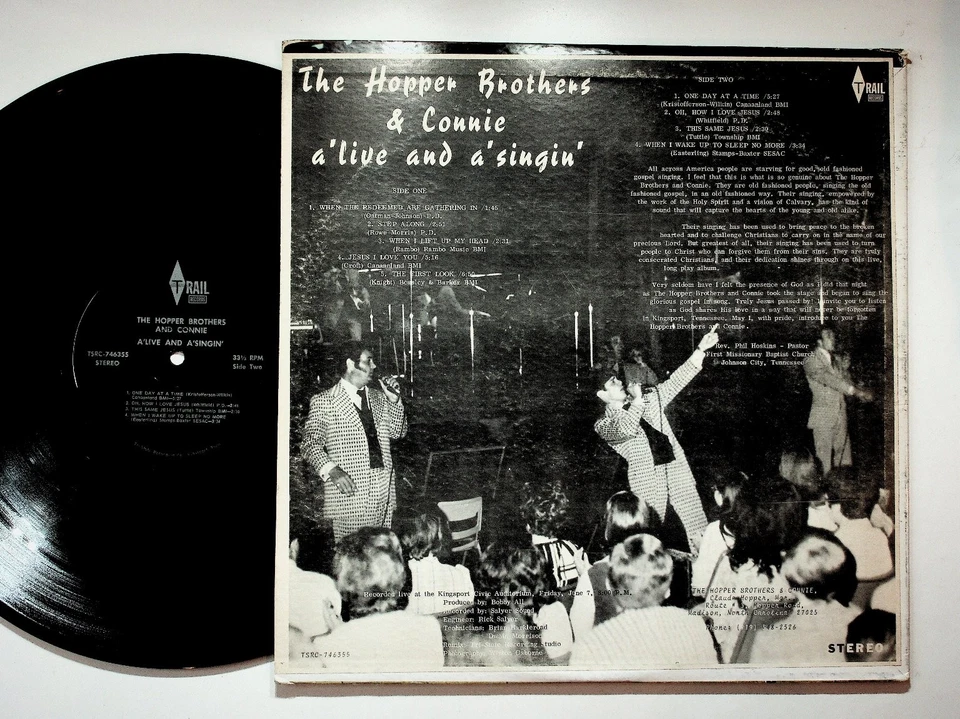 The Hopper Brothers & Connie - A'live and A'singin' LP Record 33RPM Trail Gospel Foto 2 de 2