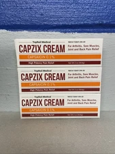 Capzix Cream High Potency Pain Relief 2 oz. / 56.6g Tube Lot Of 3 Tubes 09/2026