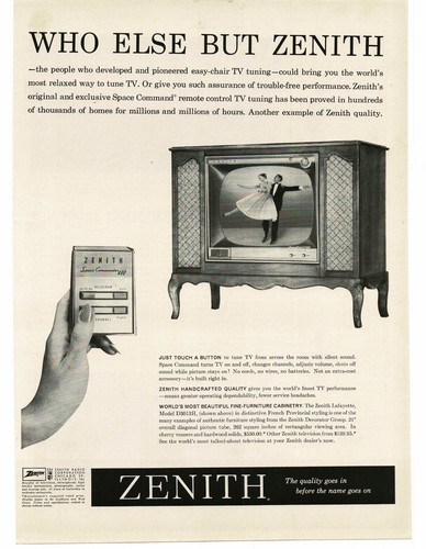 1959 Zenith Lafayette Console TV with Space Command 400 Remote Vintage Print Ad