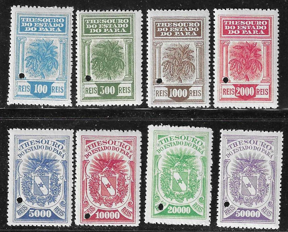 BRAZIL 1921, eight(8) BAHIA, tax or fiscal stamps, WATERLOW SPECIMEN, NH
