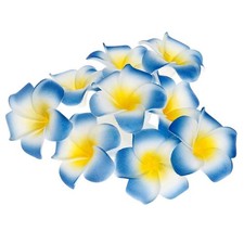 Pursuestar 100Pcs Blue Foam Hawaiian Frangipani Artificial Plumeria Flower Pe...