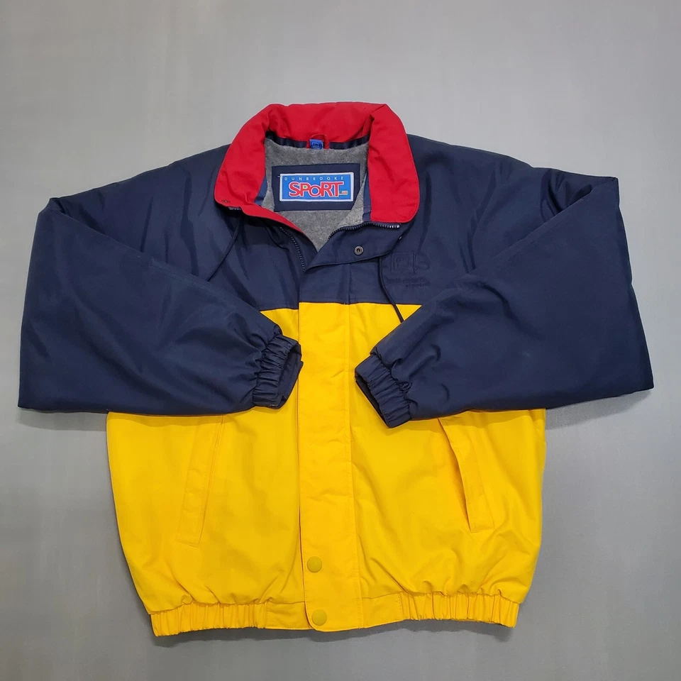 Chaqueta cortavientos deportiva Dunbrooke para hombre L azul amarillo bloque de color Canon de colección años 90 Foto 2 de 4