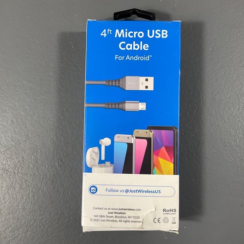 Just Wireless Durable 4 Ft. USB to Micro USB Cable Charger for Android Devices - Picture 20 of 24