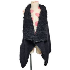 Womens By Together You & I Black Faux Fur Swe...