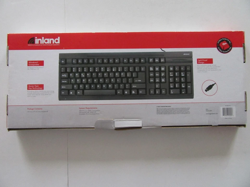 NIP Inland Windows 107 Key PS/2 Keyboard Quiet Type Spill Proof MC855718 - Image 2 of 4