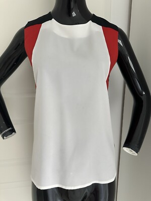 SARAR Top,Oberteil,Gr.XS,34,schwarz-weiß-rot,locker sitzend,Trägertop