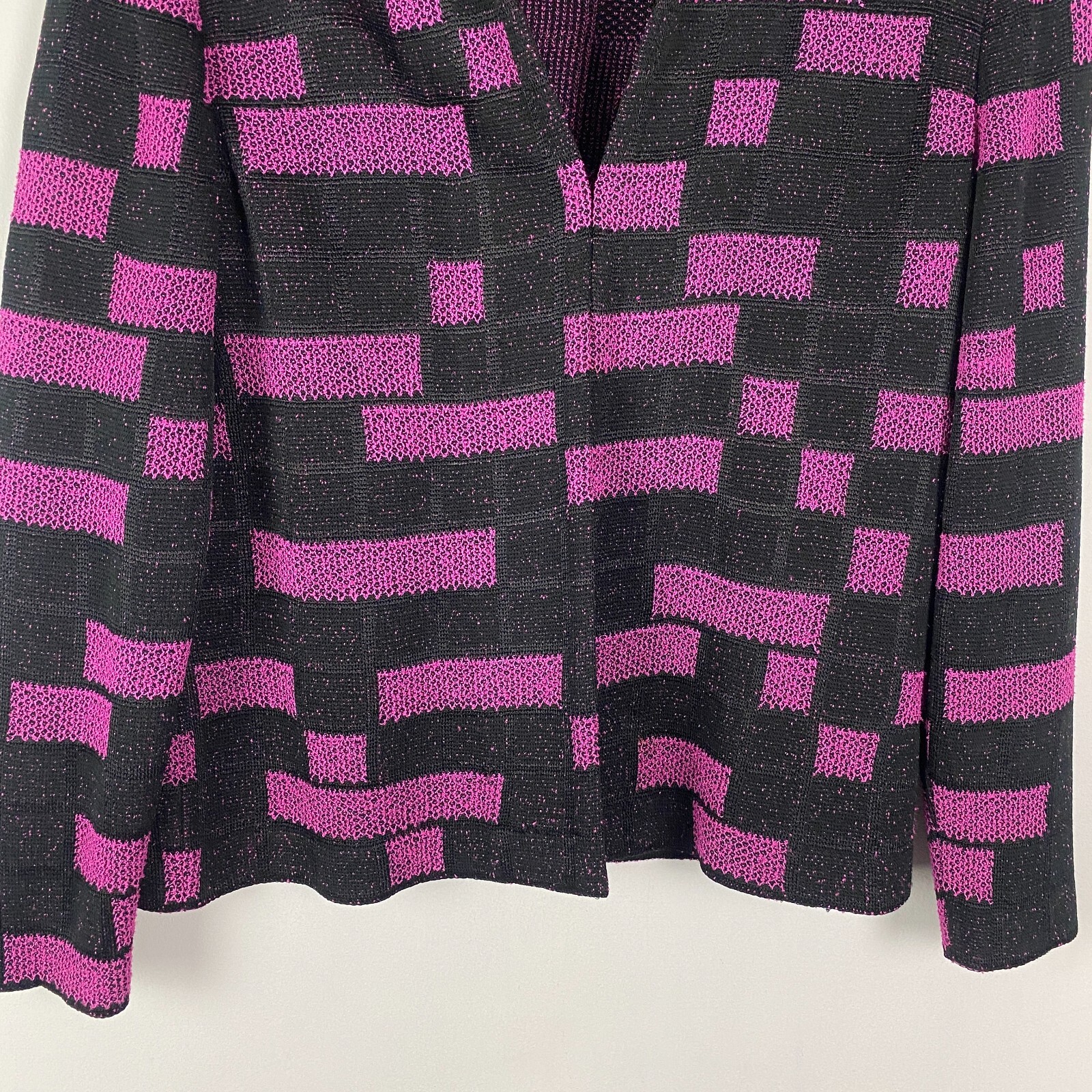 Ming Wang Jacket Size Petite Medium Black Pink Ho… - image 3