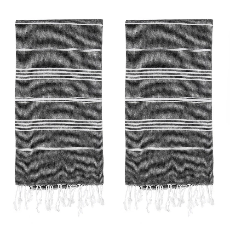 Juego de 2 toallas de playa turcas (38" x 71") | Toalla turca extra grande 100 % algodón Foto 3 de 4