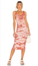 Enza Costa Silk Rib Tank Midi Dress in Adobe Ionic Beach Size S/M