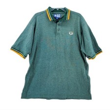 Vintage Starter Green Bay Packers Polo Shirt Mens XL Green Gold Embroidered Logo