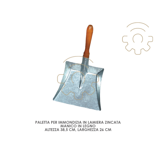 Paletta per immondizia lamiera zincata 38,5 x 26 cm manico in legno