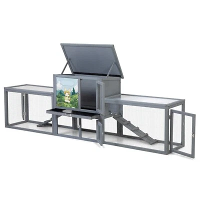 COZIWOW Extra Large Rabbit Hutch Bunny Hutch Outdoor 94.5”L Wooden Rabbit Cage