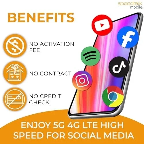 SpeedTalk Mobile Universal SIM Card Starter Kit for 5G 4G LTE iOS Android Smart - Image 2 of 4