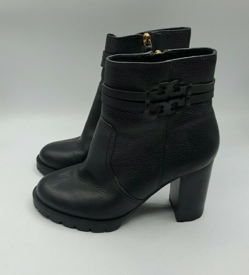 SAOLA Stivali Tory Burch Leigh neri in pelle suola con logo River Rock TG 7 5 BELLI