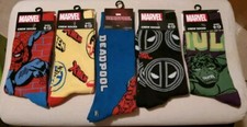 MARVEL X-MEN, HULK, DEADPOOL SPIDERMAN 5 Pack Men's Crew Socks Size: 9-13