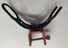 fishing rod holder clamp Red black Metal for boat or dock adjustable VTG metal