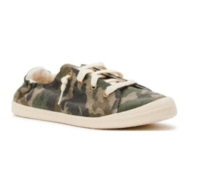 Time and Tru Women’s Scrunch Back Sneaker Memory Foam Canvas Camo Shoes  Size
