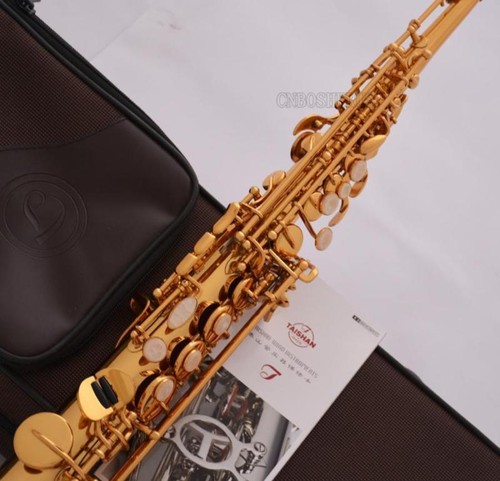 Professioanl TaiShan Built-in Neck Soprano Saxophone Gold Straight Sax High F# - Picture 3 of 6