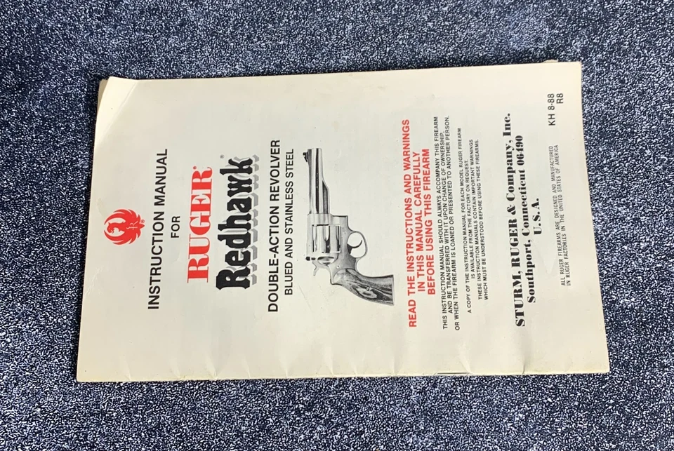 Vintage 1988 Instruction Manual for Ruger Redhawk - Double Action Revolver - Image 4 of 4
