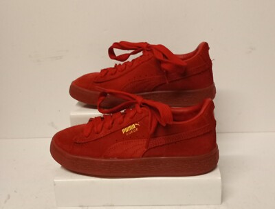 Puma Unisex Classic Mono Gold PS Red Suede Sneakers 381571-01 Toddler Size  US 1C