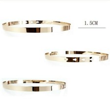 Women Metal Waist Belt Waistband Mirror Wide Gold Plate Metallic Shiny Party SPW